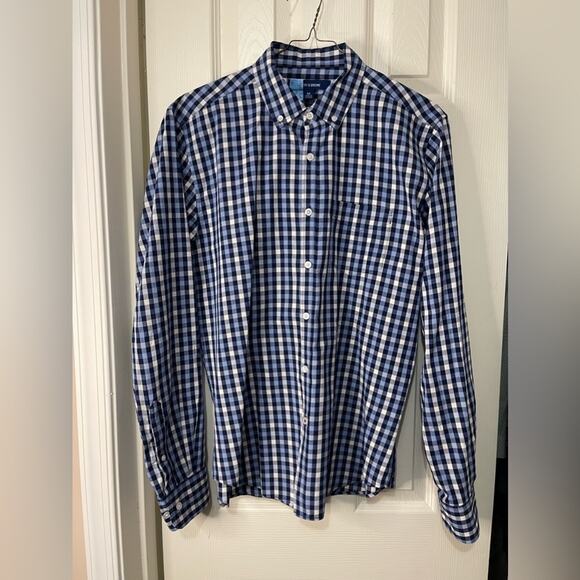 Bowery & Broome Blue Plaid Preppy Men’s Button Front Shirt size Medium - Picture 1 of 5